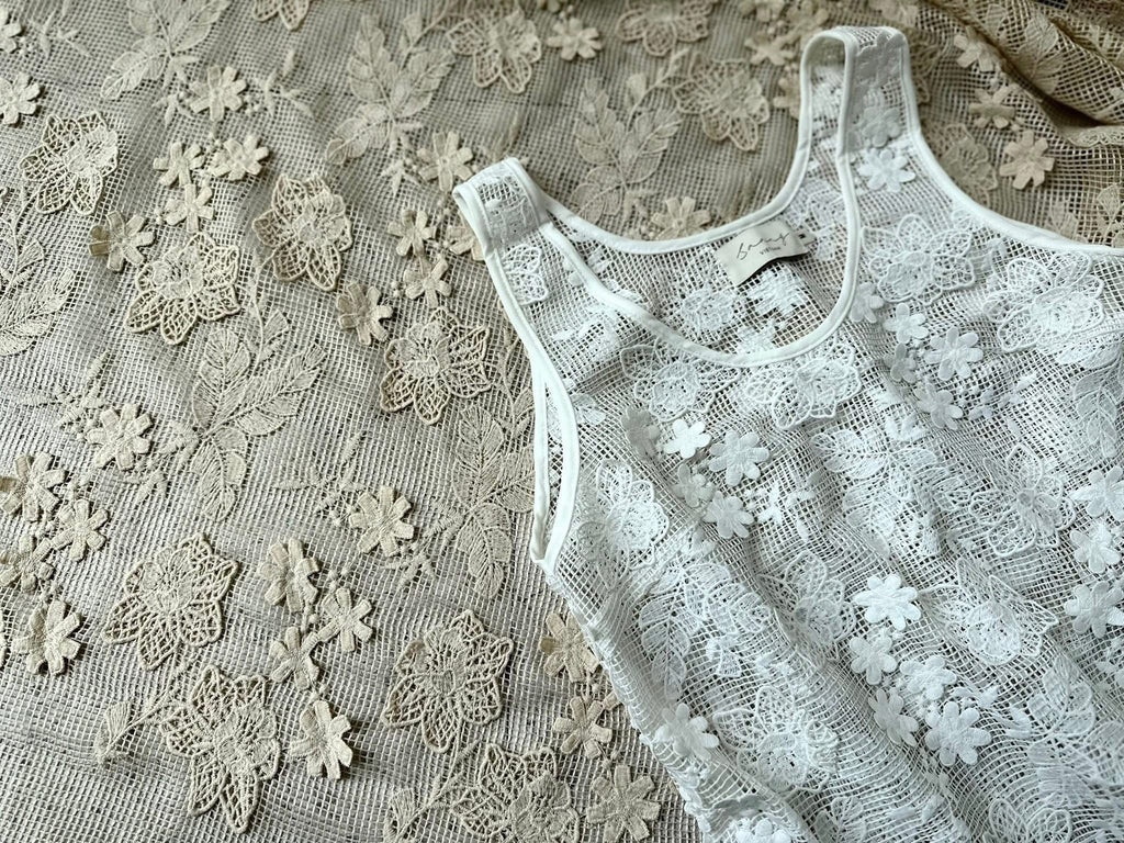 Luxury Crochet Tank Strapping Top White Lace