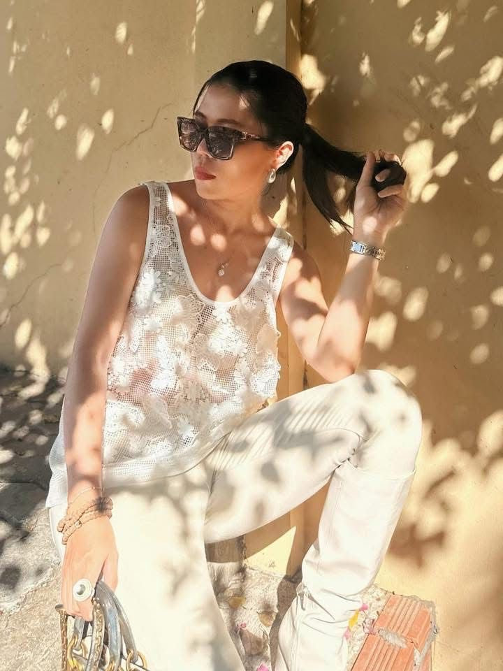 Luxury Crochet Tank Strapping Top White Lace
