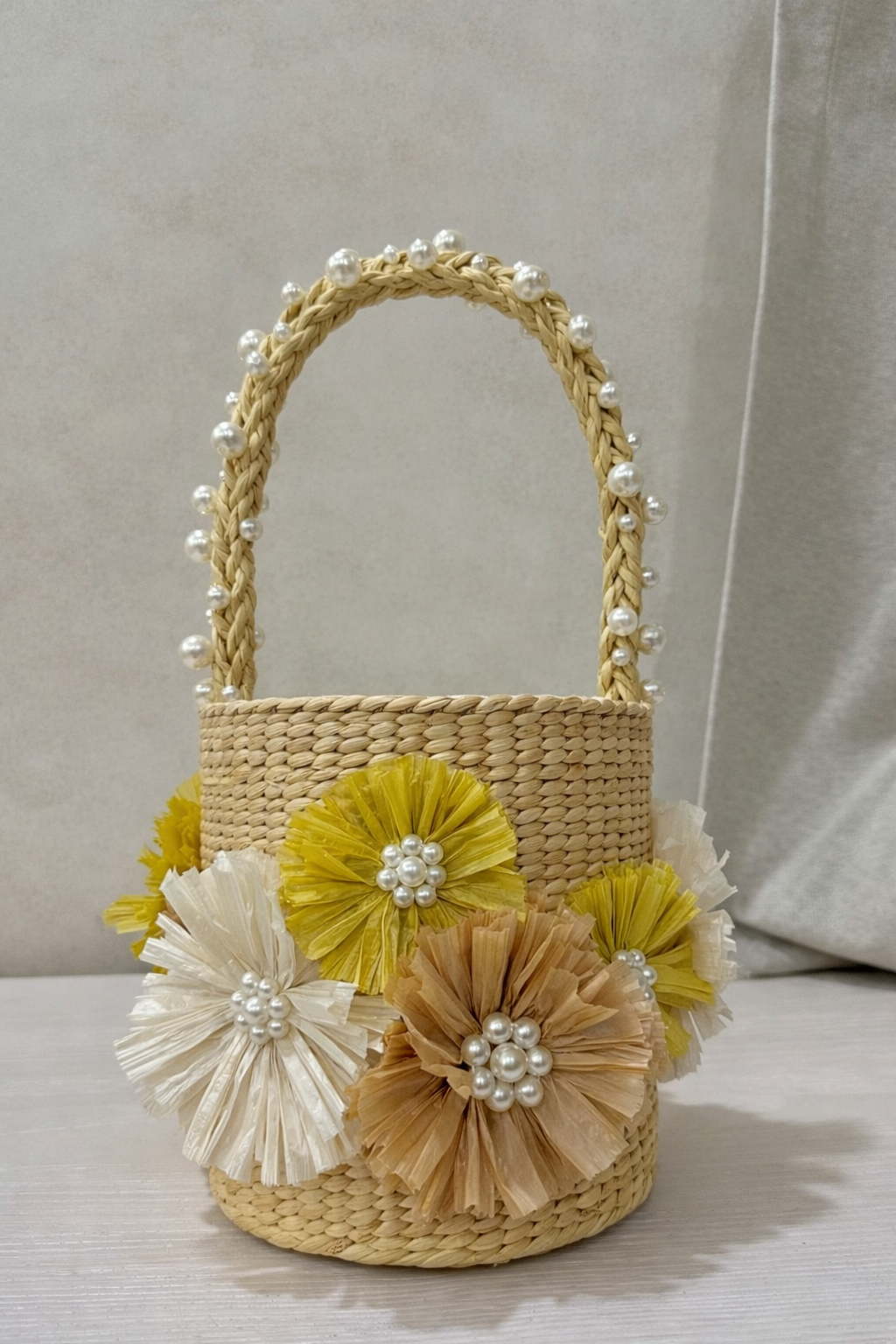 Handcrafted Straw Flower Bag