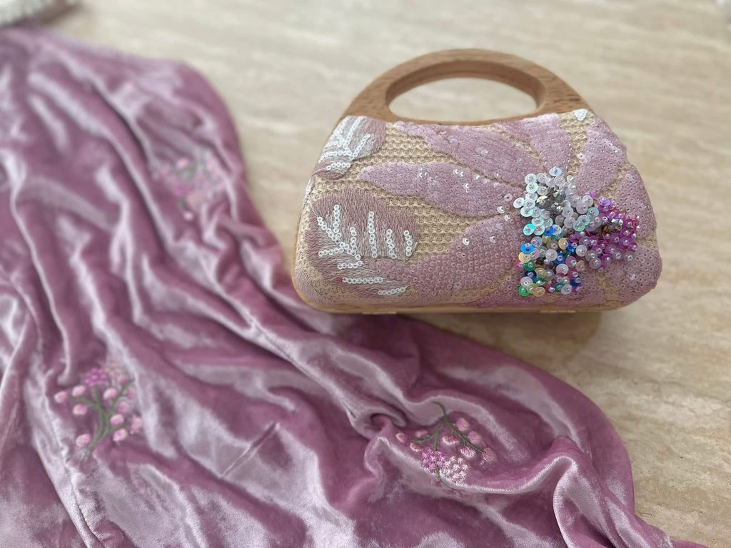 Azure Bloom Beaded Handbag