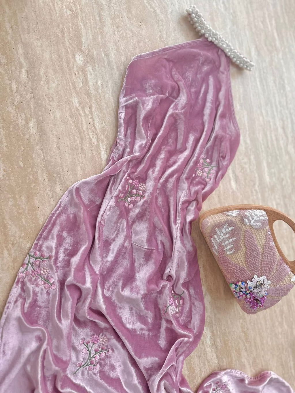 Azure Bloom Beaded Handbag