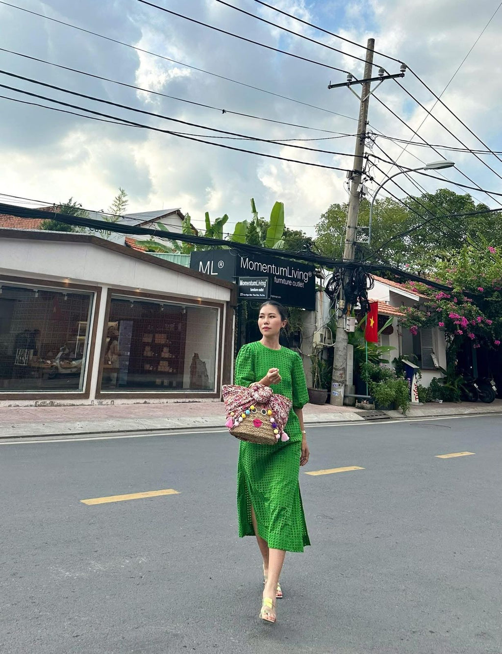 Whimsical Face Woven Handbag